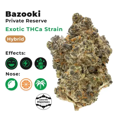 Bazooki THCa flower Effects Giggly, Energetic, Relaxed Nose & Taste Lemon, Grapefruit, Flower