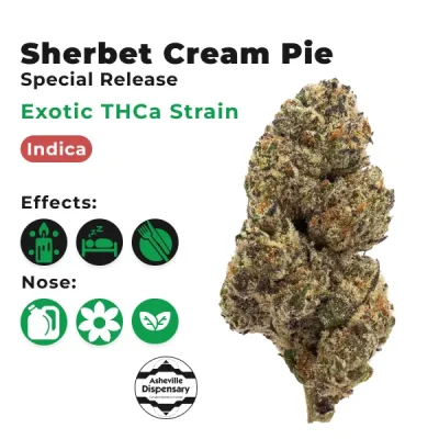 E Sherbet Cream Pie THCA Flower Effects Sleepy, Hungry, Relaxed Nose & Taste Tropical, Sweet, Diesel